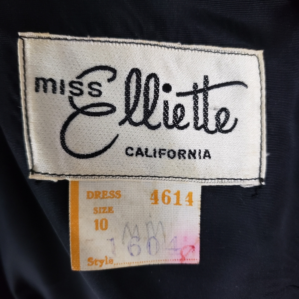 VTG Miss Elliette Black Silk Shantung Wiggle Dress - Picture 8 of 9